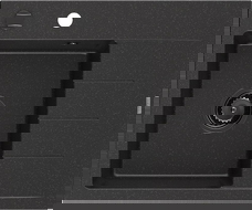 Mexen Ben granitinė vienos kameros plautuvė su nutekėjimu, kairė 600 x 500 mm juoda/sidabrinė metalikas sifonas juodas