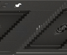 Mexen Ben granitinė vienos sekcijos virtuvės kriauklė su drenažu, kairė 600 x 500 mm, juoda/auksinė metalo spalva, juodas