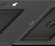 Mexen Ben granitinė vienos sekcijos plautuvė su nutekėjimu, kairinė 600 x 500 mm, juoda taškuota, sifonas juodas