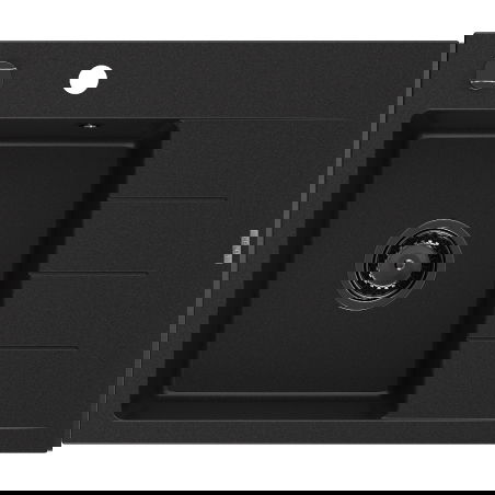 Mexen Ben granitinė vienos kameros plautuvė su nuvarvėjimo kraštu, kairė 600 x 500 mm, juoda, sifonas juodas