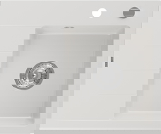 Mexen Ben granitinė vienos kameros kriauklė su nusausėjimu, dešinė 600 x 500 mm, balta, chromuotas sifonas - 6523605000-20