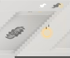 Mexen Ben granitinė plautuvė su 1 skyreliu ir nusausintuvu, dešinė 600 x 500 mm, balta, sifonas auksinis - 6523605000-20-G