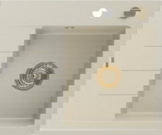 Mexen Ben granitinė vienos sekcijos kriauklė su lašintuvu, dešinė, 600 x 500 mm, smėlio spalvos, auksinis sifonas