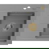 Mexen Ben granitinė vienos plautuvės plautuvė su dešiniuoju nutekėjimu 600 x 500 mm, pilka, aukso sifonas - 6523605000-71-G
