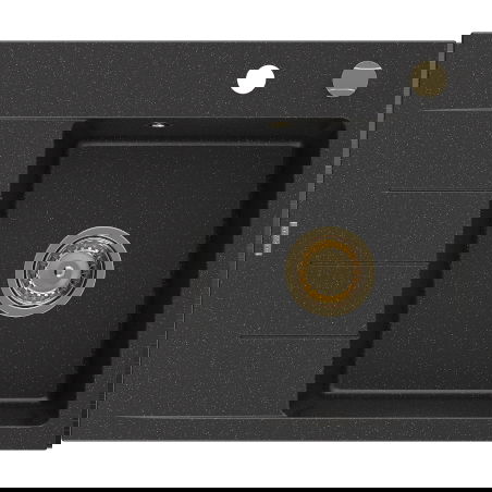 Mexen Ben granitinė vienos sekcijos plautuvė su nuvarvėjimo zona, dešinė 600 x 500 mm juodas/sidabrinis metalikas sifonas