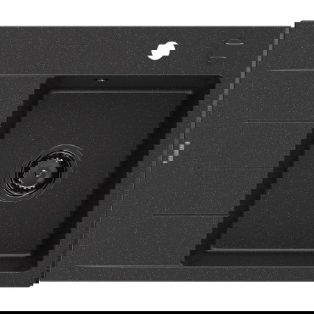 Mexen Ben vienos plautuvės granito kriauklė su nusausinimo plokštuma, dešinė, 600x500 mm, juoda/sidabrinė metalo spalva,