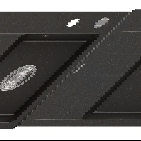 Mexen Ben granitinė plautuvė su viena kamera ir nutekėjimu, dešinysis 600 x 500 mm, juoda/auksinė metalo, chromuotas