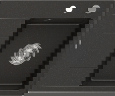 Mexen Ben granitinė plautuvė su viena kamera ir nutekėjimu, dešinysis 600 x 500 mm, juoda/auksinė metalo, chromuotas