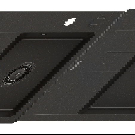 Mexen Ben granitinė vienos plautuvės plautuvė su lašintuvu, dešinė 600 x 500 mm, juoda/auksinė metaliko sifonas juodas