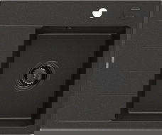 Mexen Ben granitinė vienos plautuvės plautuvė su lašintuvu, dešinė 600 x 500 mm, juoda/auksinė metaliko sifonas juodas