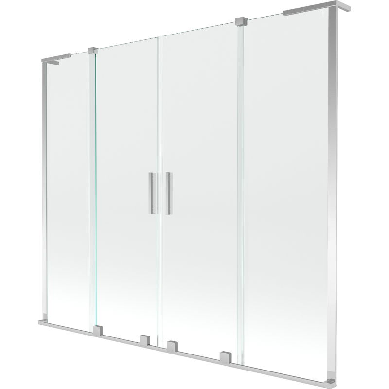 Mexen Velar L Duo vonios ekranas, dviejų dalių, 180 x 150 cm, permatomas, chromuotas - 896-180-003-02-01