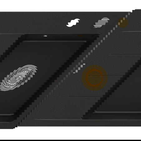 Mexen Ben vienos kameros granitinė kriauklė su nutekėjimu, dešinė 600 x 500 mm, juoda, auksinis sifonas - 6523605000-77-G