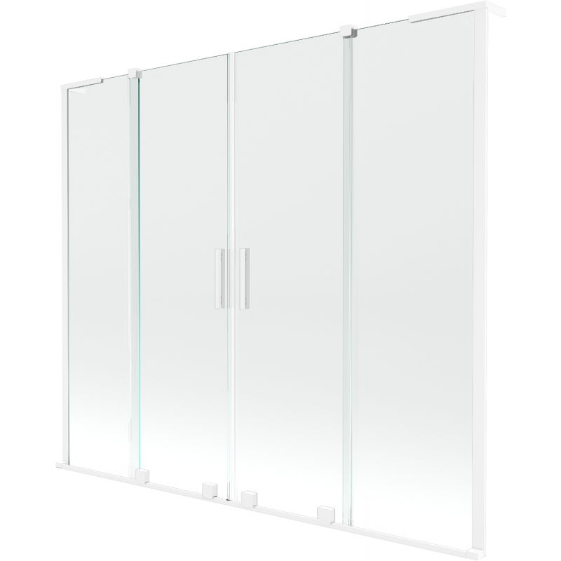 Mexen Velar L Duo vonios užuolaidos durys, 2 dalių stumdomos 180 x 150 cm, skaidrios, baltos - 896-180-003-02-20
