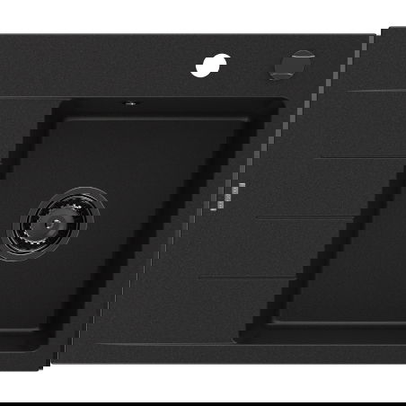 Mexen Ben 1 skyrelio granito plautuvė su nuvarvėjimo zona, dešinė, 600 x 500 mm, juoda, juodas sifonas - 6523605000-77-B