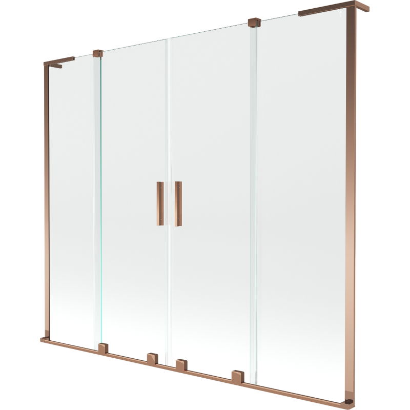 Mexen Velar L Duo vonios pertvara, 2 dalių, stumdomas, 180 x 150 cm, skaidrus, rožinis auksas - 896-180-003-02-60