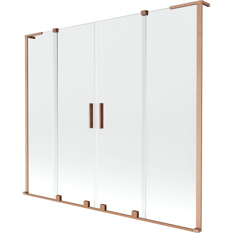 Mexen Velar L Duo vonios sienelė 2-jų dalių stumdomoji 180 x 150 cm, skaidri, šlifuota varinė - 896-180-003-02-65