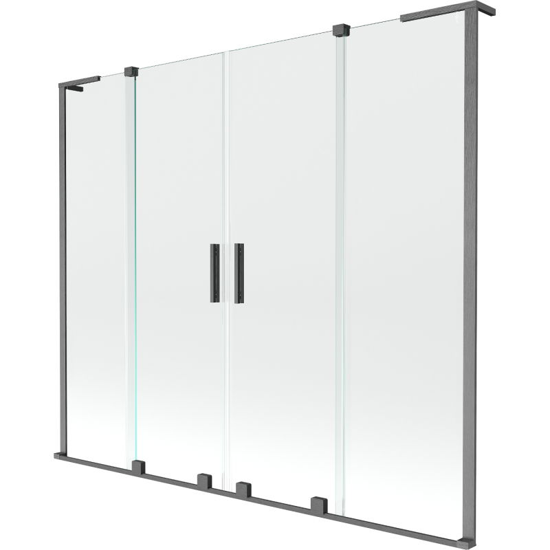 Mexen Velar L Duo vonios pertvara 2-durių, stumdomos 180 x 150 cm, permatomos, šlifuotas ginkluotas pilkas - 896-180-003-02-66