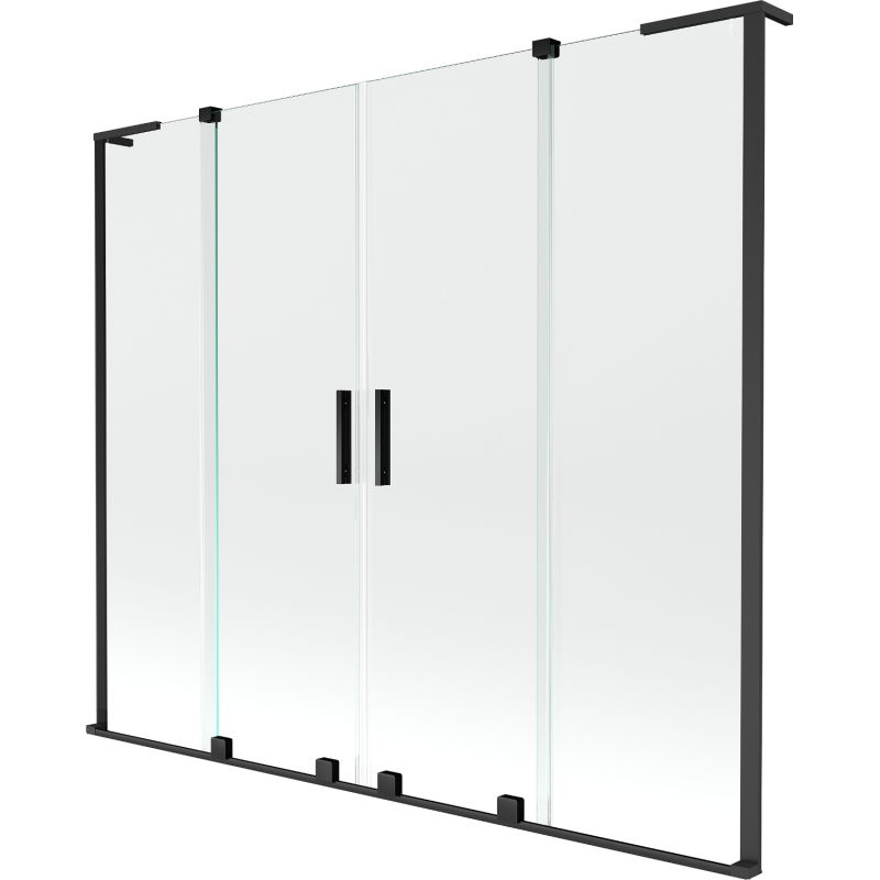 Mexen Velar L Duo vonios pertvara su 2 sparnais, stumdomas, 180 x 150 cm, skaidrus, juodas - 896-180-003-02-70