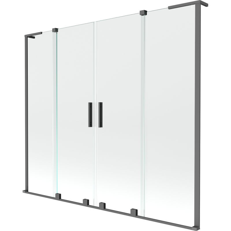 Mexen Velar L Duo vonios širmos, 2 dalių, stumdomos, 180 x 150 cm, skaidrios, tamsus metalas - 896-180-003-02-95