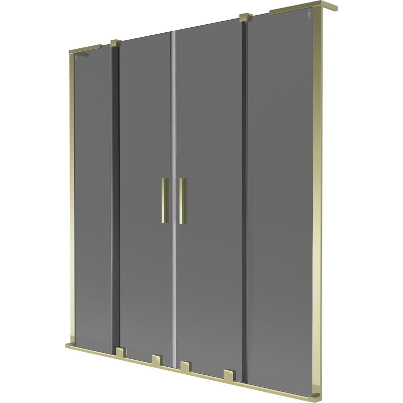 Mexen Velar L Duo vonios ekrano dviejų dalių stumdomas 140 x 150 cm, grafitas, auksinis - 896-140-003-42-50