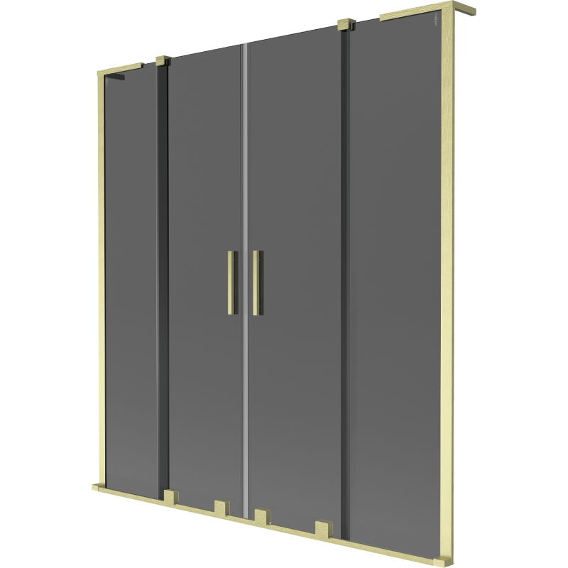 Mexen Velar L Duo vonios ekrano su dviem varčiais 140 x 150 cm, grafitas, šlifuotas auksas - 896-140-003-42-55