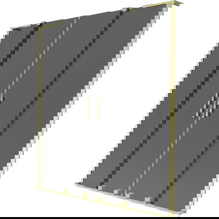 Mexen Velar L Duo vonios ekranas 2 durų stumdomas 140 x 150 cm, grafitas, auksinis šlifuotas - 896-140-003-42-55