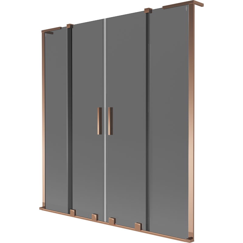 Mexen Velar L Duo vonios staktos 2-dalių slankiojantis 140 x 150 cm, grafitas, rožinis auksas - 896-140-003-42-60