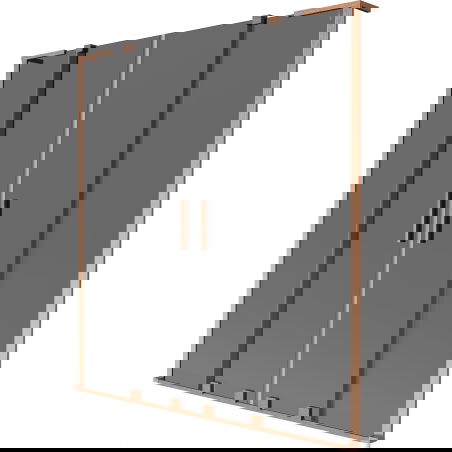 Mexen Velar L Duo vonios pertvara 2 dalių stumdomoji 140 x 150 cm, grafitas, šveista varis - 896-140-003-42-65