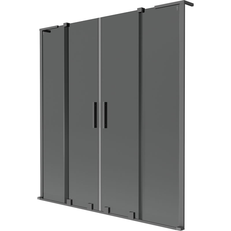Mexen Velar L Duo vonios ekrano dvigubi stumdomi 140 x 150 cm, grafitas, ginklo metalo - 896-140-003-42-95