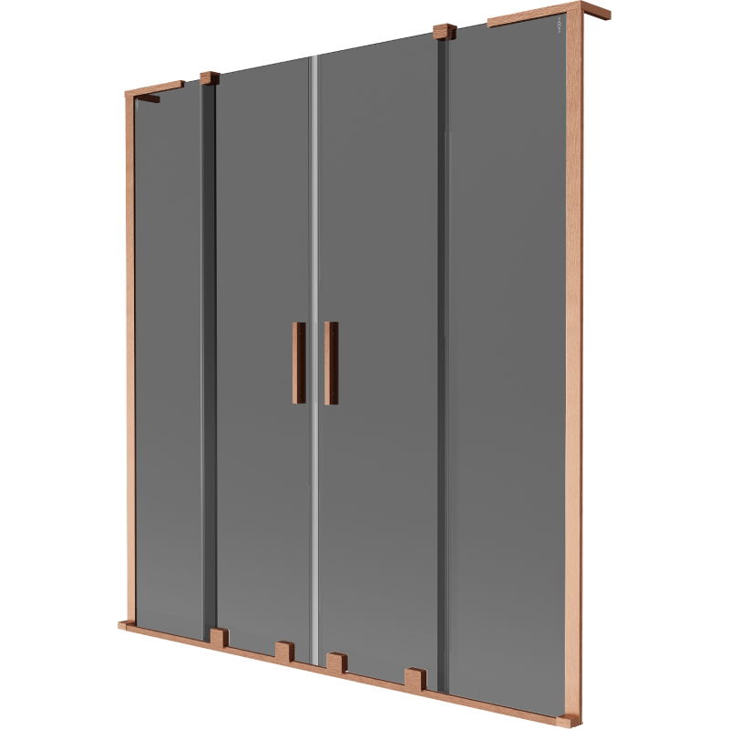 Mexen Velar L Duo vonios sienelė 2 dalių, stumdomas 160 x 150 cm, grafitas, šepečiu valyta varis - 896-160-003-42-65