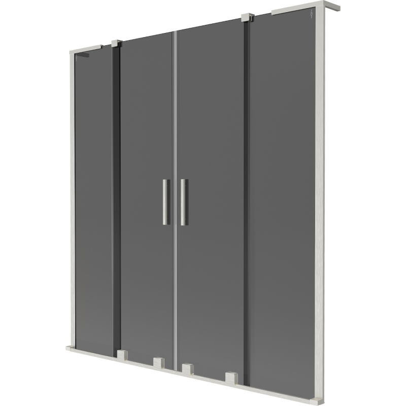 Mexen Velar L Duo vonios ekrano dvi durys slankiojamos 160 x 150 cm, grafitas, šlifuotas nikelis - 896-160-003-42-97