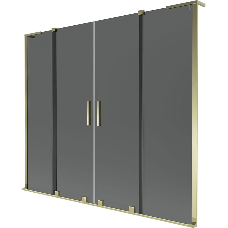 Mexen Velar L Duo vonios apsauga, dviguba stumdoma 170 x 150 cm, grafito, aukso - 896-170-003-42-50