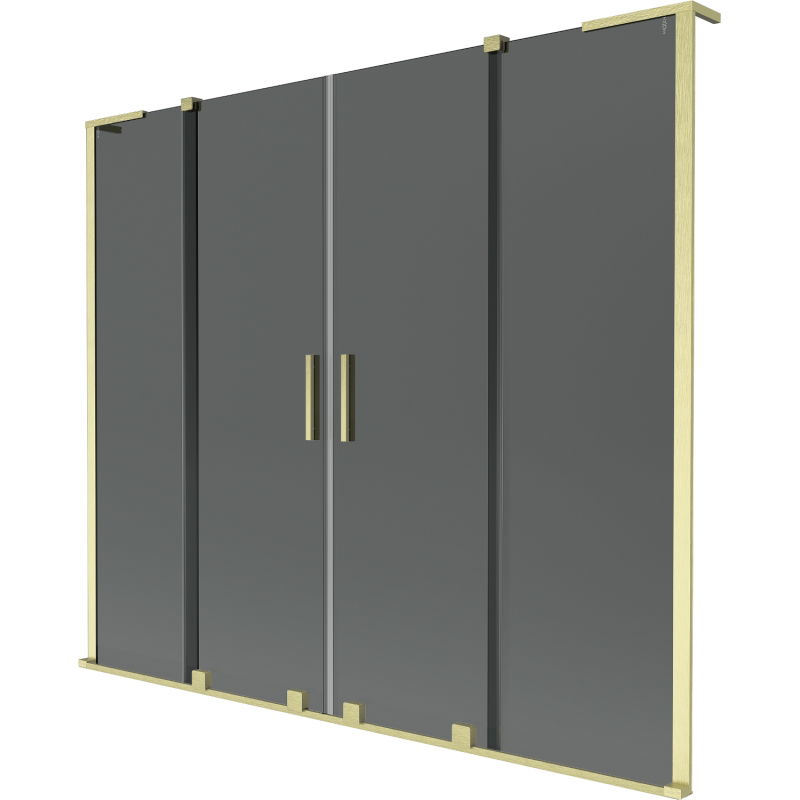 Mexen Velar L Duo vonios ekranas 2-jų dalių stumdomas 170 x 150 cm, grafitas, auksinis šlifuotas - 896-170-003-42-55