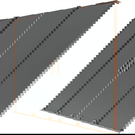 Mexen Velar L Duo vonios ekranas, 2 durys stumdomos, 170 x 150 cm, grafitas, rožinis auksas - 896-170-003-42-60