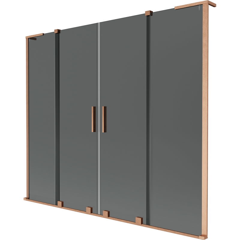 Mexen Velar L Duo vonios sienelė 2 durų slankiojama 170 x 150 cm, grafitas, šepečiu padengta varis - 896-170-003-42-65