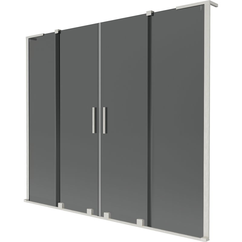 Mexen Velar L Duo vonios ekranas 2 dalių, stumdomas 170 x 150 cm, grafitas, šlifuotas nikeliuotas - 896-170-003-42-97