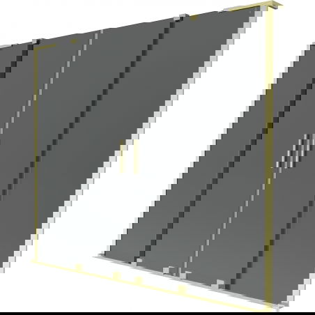 Mexen Velar L Duo vonios ekranas, dviejų dalių stumdomas 200 x 150 cm, grafitas, auksinis šlifuotas - 896-200-003-42-55