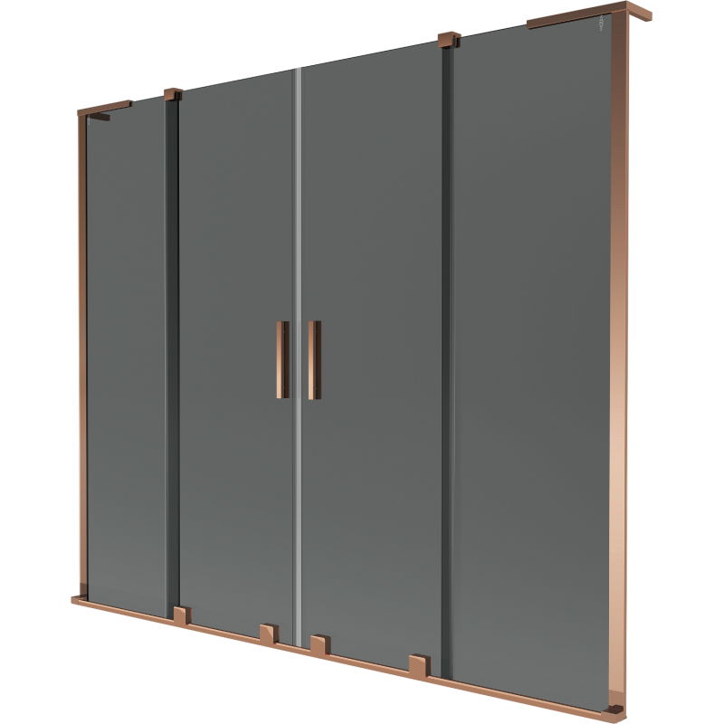 Mexen Velar L Duo vonios ekrano 2-jų dalių stumdomas 200 x 150 cm, grafitas, rožinis auksas - 896-200-003-42-60