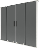 Mexen Velar L Dviejų dalių stumdomasis vonios širmos parawanas, 200 x 150 cm, grafitas, šlifuoto nikelio - 896-200-003-42-97