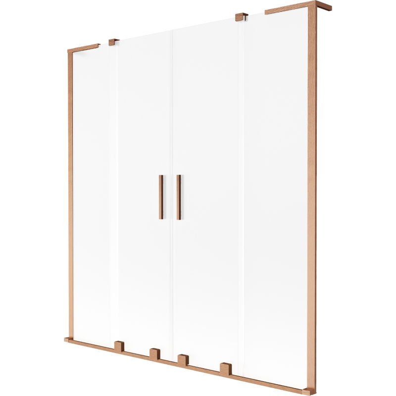 Mexen Velar L Duo vonios ekrano dviejų durų stumdomas 140 x 150 cm, matinio stiklo, šepečiu valytas varis - 896-140-003-32-65