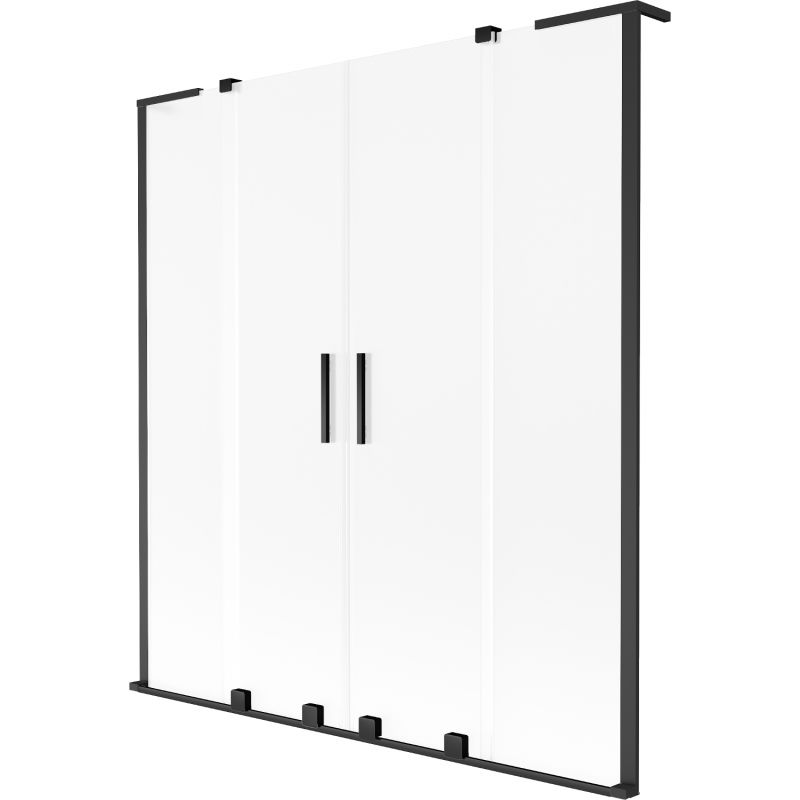Mexen Velar L Duo vonios ekrano 2-dalių stumdomas 140 x 150 cm, matinio stiklo, juodas - 896-140-003-32-70