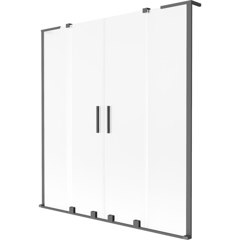 Mexen Velar L Duo vonios pertvara su 2 stumdomomis dalimis 140 x 150 cm, matinis, juodas metalas - 896-140-003-32-95