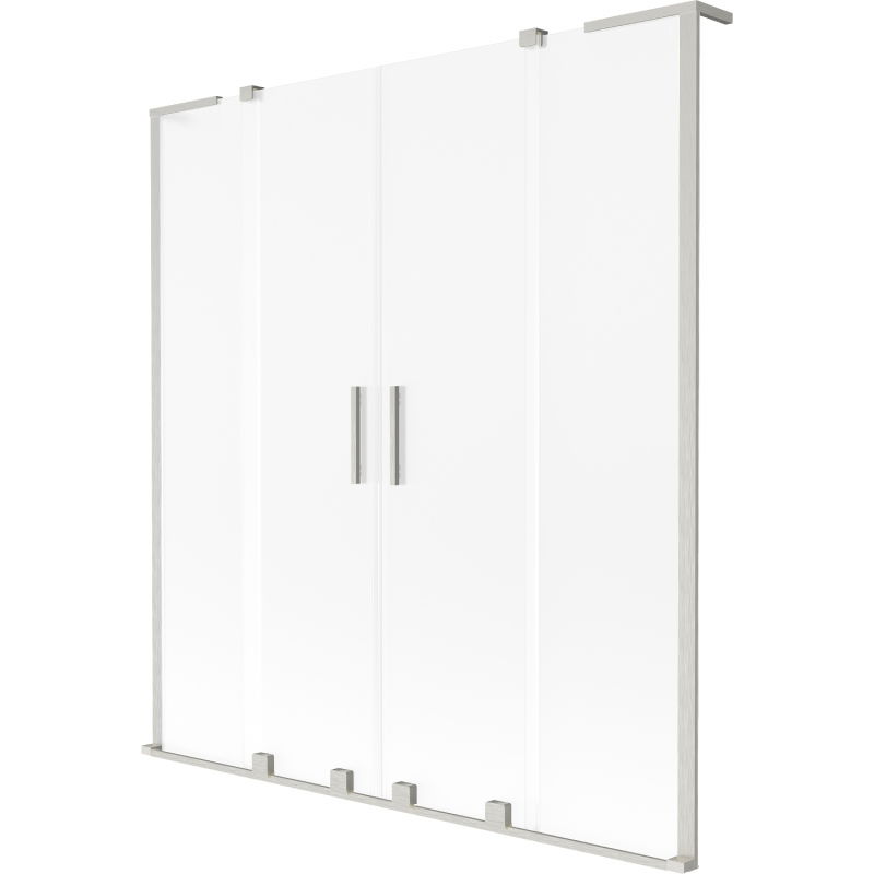 Mexen Velar L Duo, stumdomas dviejų dalių vonios ekranas, 140 x 150 cm, matinis, šlifuotas nikelis - 896-140-003-32-97