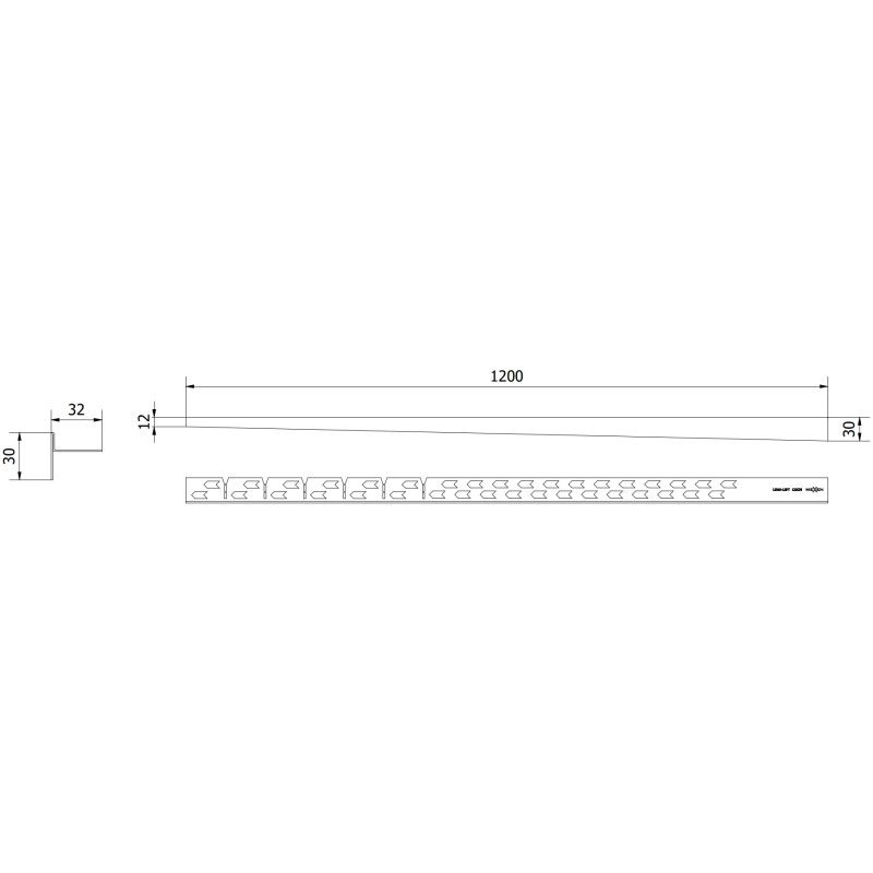 Mexen Line-B grindų nuolydžio juosta kairė 120 cm, auksas šlifuotas - 185501120L