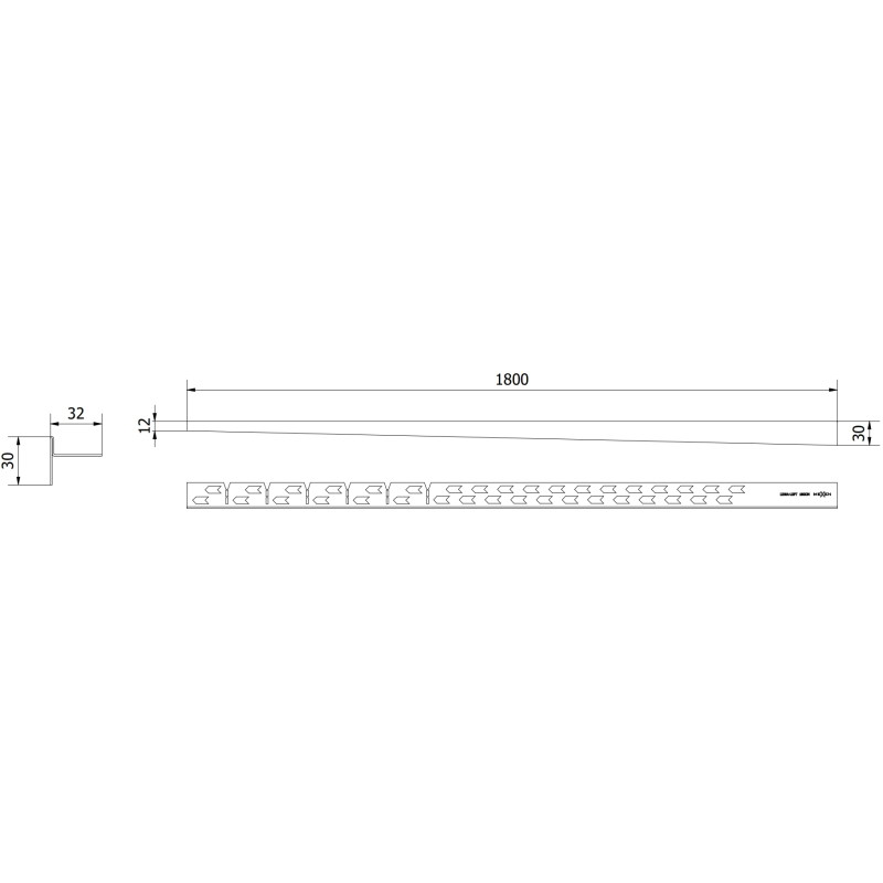 Mexen Line-B 180 cm kairinė grindų juosta, juoda - 187001180L