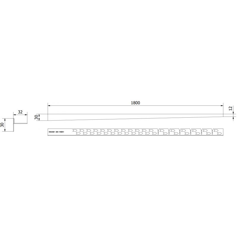 Mexen Line-B grindų nuolydžio juosta 180 cm dešinė, auksinė - 185001180R