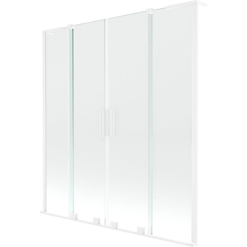 Mexen Velar L Duo vonios perkėlimas 2-duris stumdomas 140 x 150 cm, skaidrus, baltas - 896-140-003-02-20