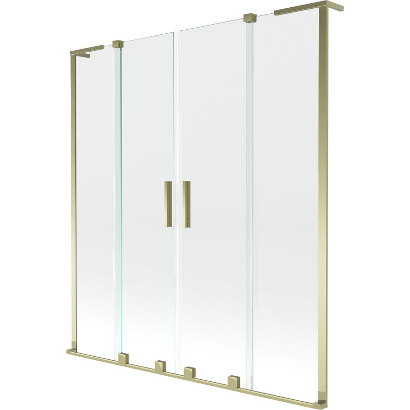 Mexen Velar L Duo vonios ekrano 2-dalių slankiojanti pertvara 140 x 150 cm, permatoma, auksinė - 896-140-003-02-50