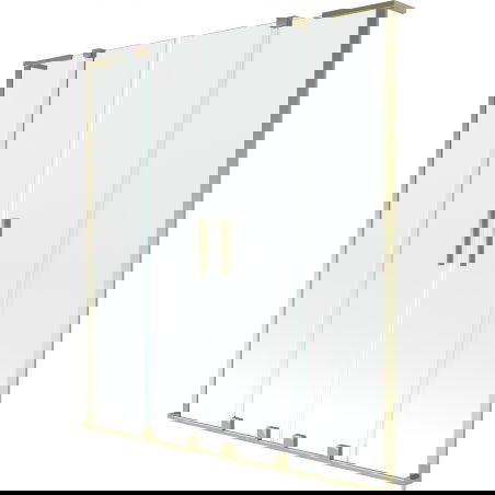 Mexen Velar L Duo vonios ekrano 2-dalių slankiojanti pertvara 140 x 150 cm, permatoma, auksinė - 896-140-003-02-50
