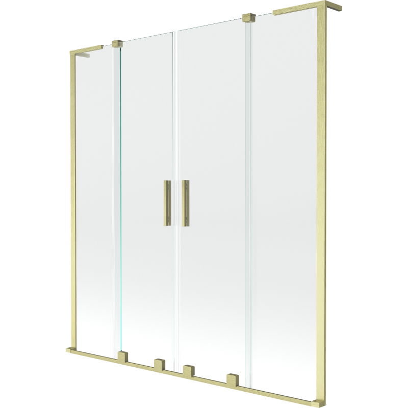 Mexen Velar L Duo vonios sienelė 2-jų dalių, stumdoma, 140 x 150 cm, permatoma, auksinė šlifuota - 896-140-003-02-55